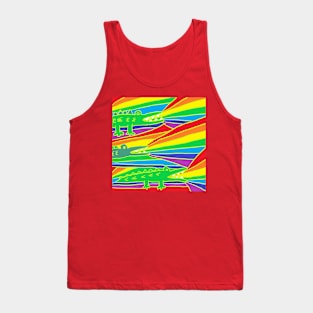 rainbow crocodile, yellow Tank Top